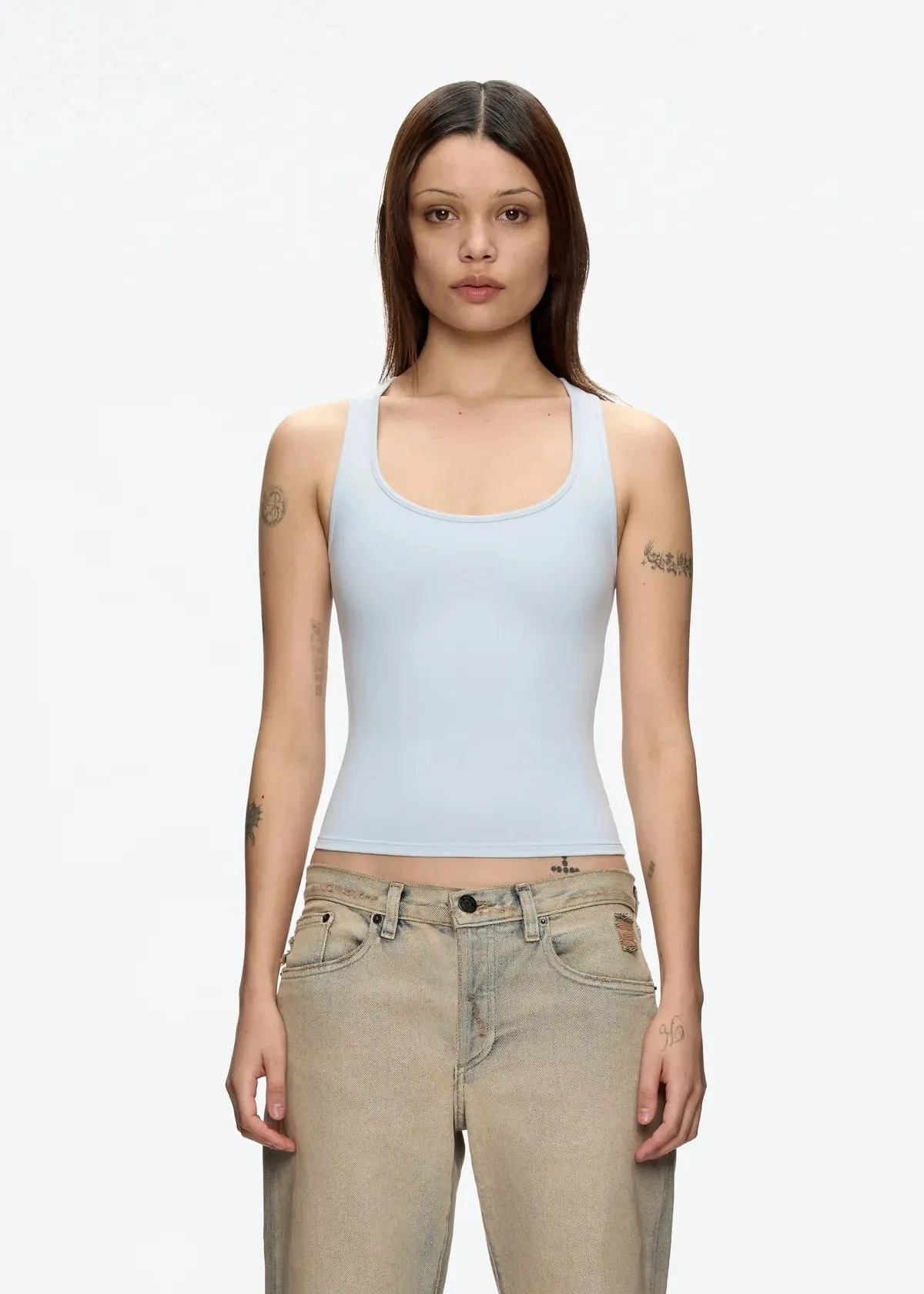 Tank Classic X-shaped Backless Baby Blue and Misty Gray Multi-color Comfortable Elastic Waist Tight Fit Backless Top — image 4