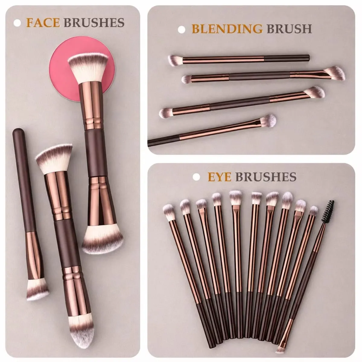 Conjunto de pincéis de maquiagem para viagem com estojo, 20 peças, conjunto de maquiagem multifuncional, essencial, 18 peças, pincéis de maquiagem, base, pó, blush — image 2