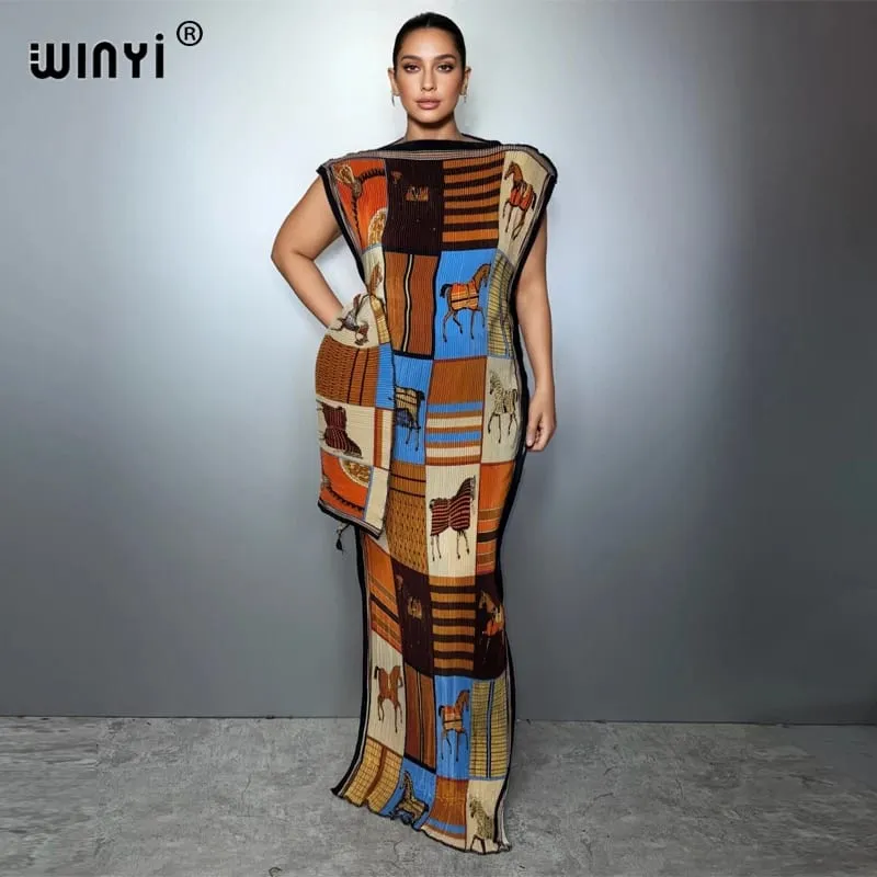 Plissee elastisches dünnes Kleid Frauen Crumple Design Plissee Luxus Abaya Muslim Party Kleid Poncho für Frauen Strand tragen Kaftan
