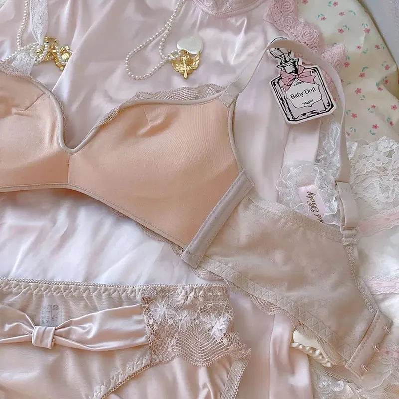 Puteri merah jambu menebal dada kecil seluar dalam besar wanita berkumpul pakaian dalam lateks modal seluar dalam sut busur tanpa cincin keluli set bra — image 7