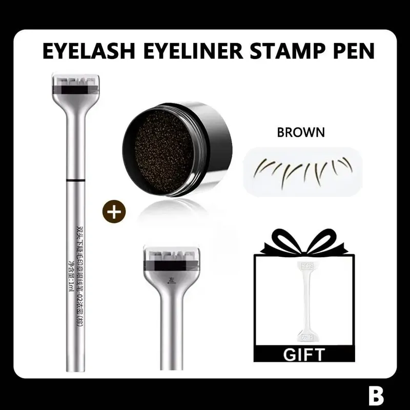 3in1 Eye Makeup Stamp Portable Lasting Smudge-Proof Stamp Eyeliner & Mole Fast Application Eye Makeup Set Eyelashes Makeup Tools