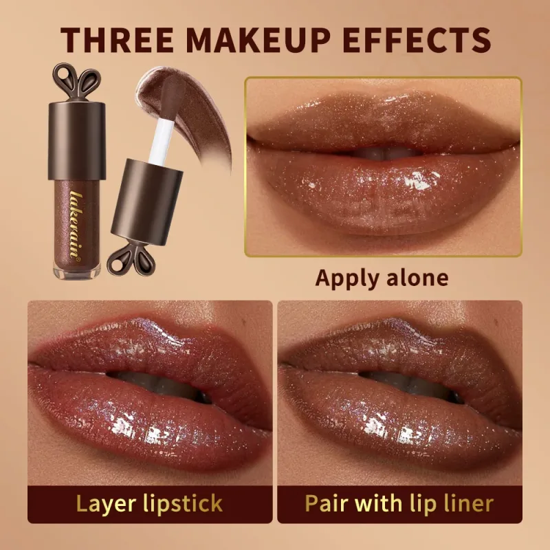 Lakerain Chocolate Rabbit Lip Gloss Long Lasting Hydration Mirror Effect Moisturizing Smooth Non-Sticky Lippy Bunny Lipstick — image 6