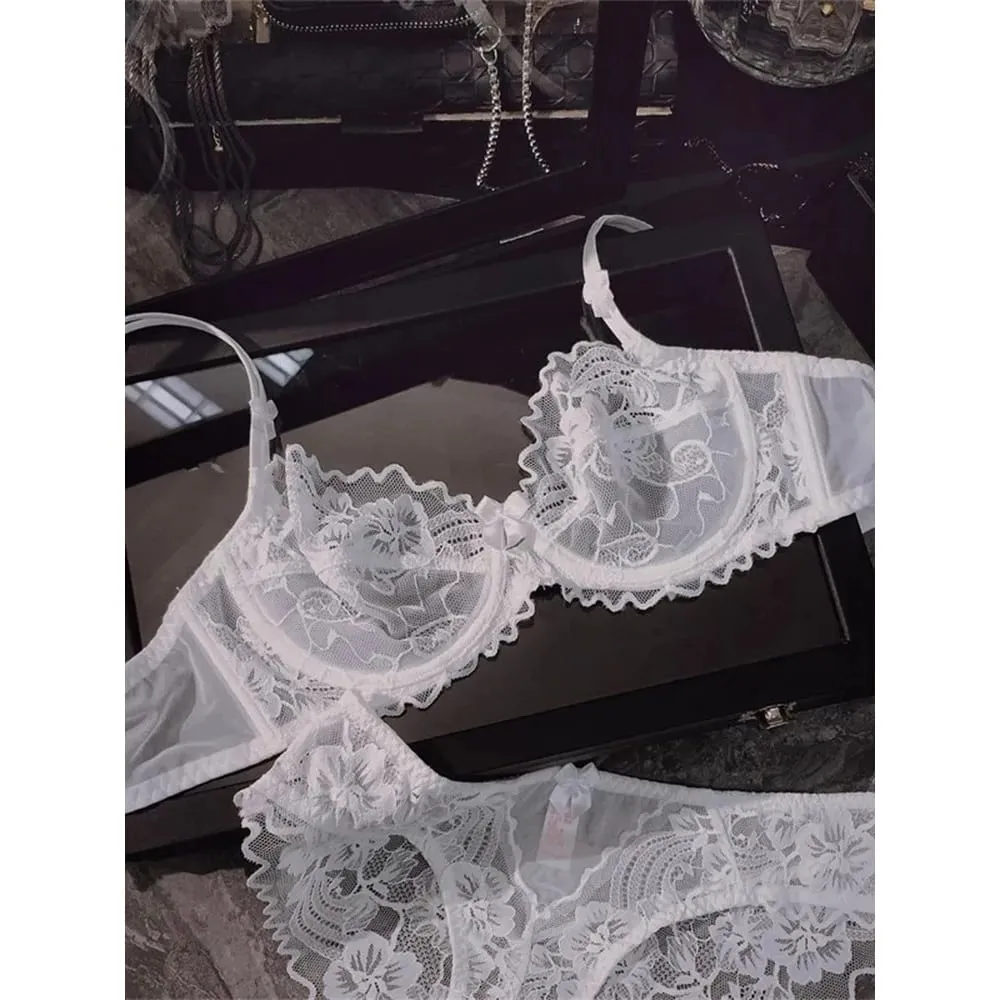 Ensemble de Lingerie en dentelle à Perspective fine française, soutien-gorge Anti-affaissement, à armatures, beauté du dos, grand buste, minimiseur, mise en forme latérale — image 2