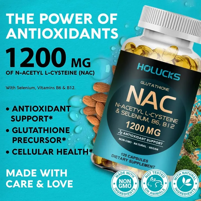NAC Capsules 1200mg-สนับสนุนสุขภาพผิวพลังงานมือถือสารต้านอนุมูลอิสระDetoxเพิ่มภูมิคุ้มกันปรับปรุงการย่อยอาหาร — image 3