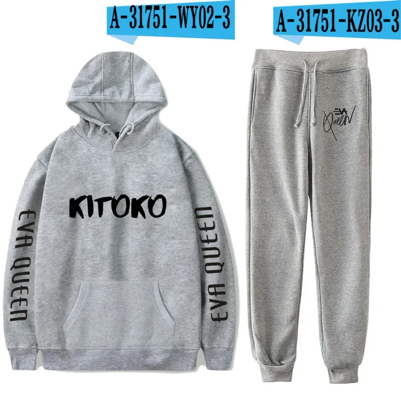Hip Hop สบาย Eva Queen พิมพ์เสื้อกันหนาว Sweatpants ชุด Hoodies + กางเกงชุดชาย/หญิง 2 ชิ้นชุดเสื้อผ้า — image 40
