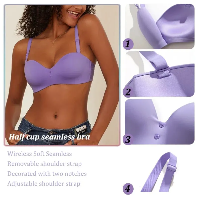 Seamless Sexy Bras Women Invisible Brassiere Adjustable Push Up Bras Female Comfortable Underwear Laides Solid Color Lingerie — image 4