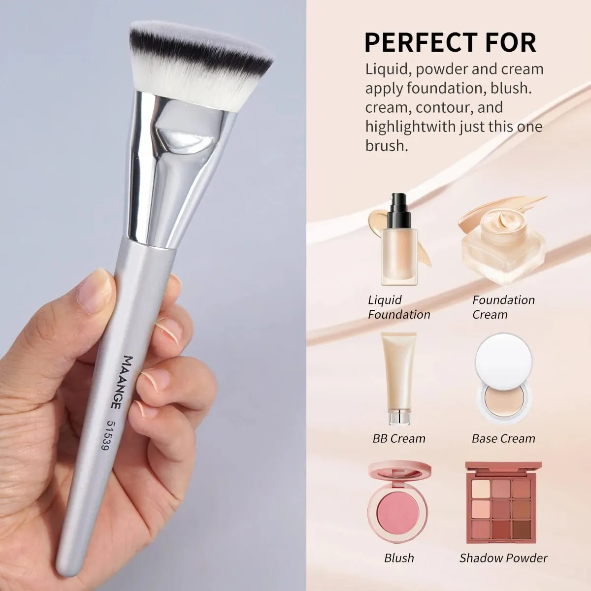 4pcs Makeup Brushes 2pcs Dual-ended Concealing Blush Brushes 2pcs Flat Top Angled Foundation Brushes Kit for Gifts Girls — image 5