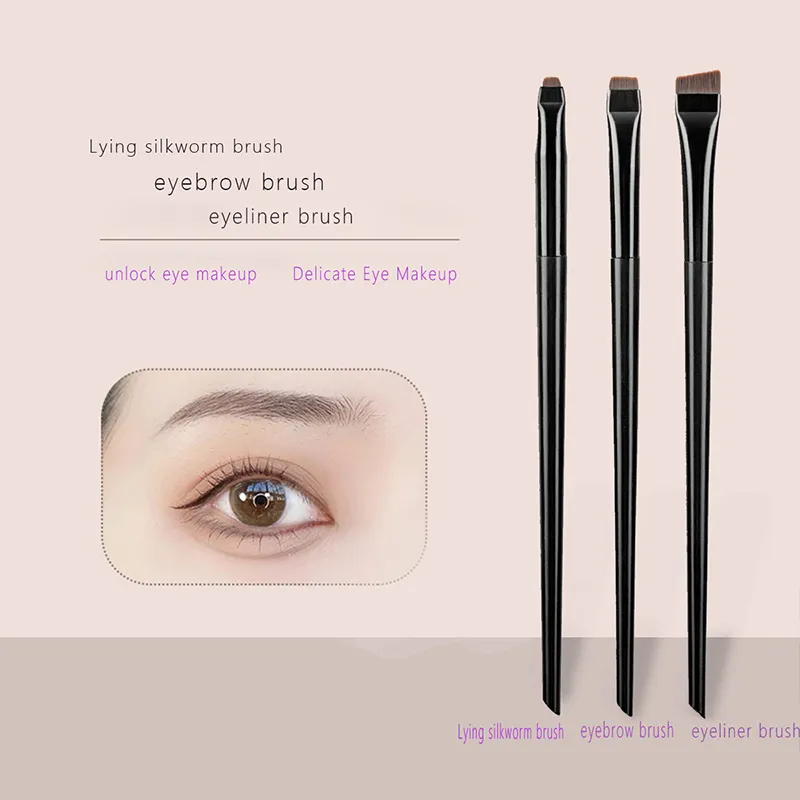 3 Pcs White Gold Eyeliner Brush Oblique Head Eyebrow Brush Outline Eyeliner Brush Ultra-thin Eyeshadow Brushes Makeup Tools — image 4