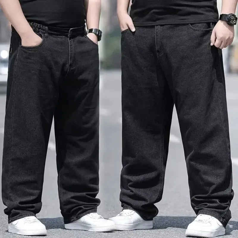 Men's Plus Size Jeans Elastic Waistband 30-48inch Stretch Denim Pants Straight Leg Breathable Loose Fit Streetwear Casual Wear — image 4
