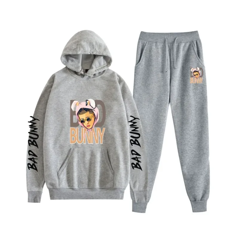 Costume Harajuku confortable imprimé mauvais lapin, sweat-shirt et pantalon de survêtement pour femmes, sweat à capuche + pantalon, ensemble 2 pièces pour garçons/filles — image 28