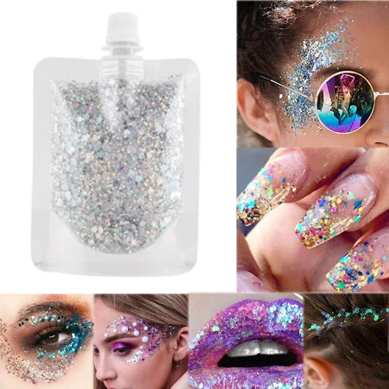 40ML Wajah Kilauan Mata Gel Krim Peringkat Pesta Shimmer Gel Makeup Berwarna-warni Bibir Rambut Kuku Kosmetik Festival Pembayang Mata — image 2