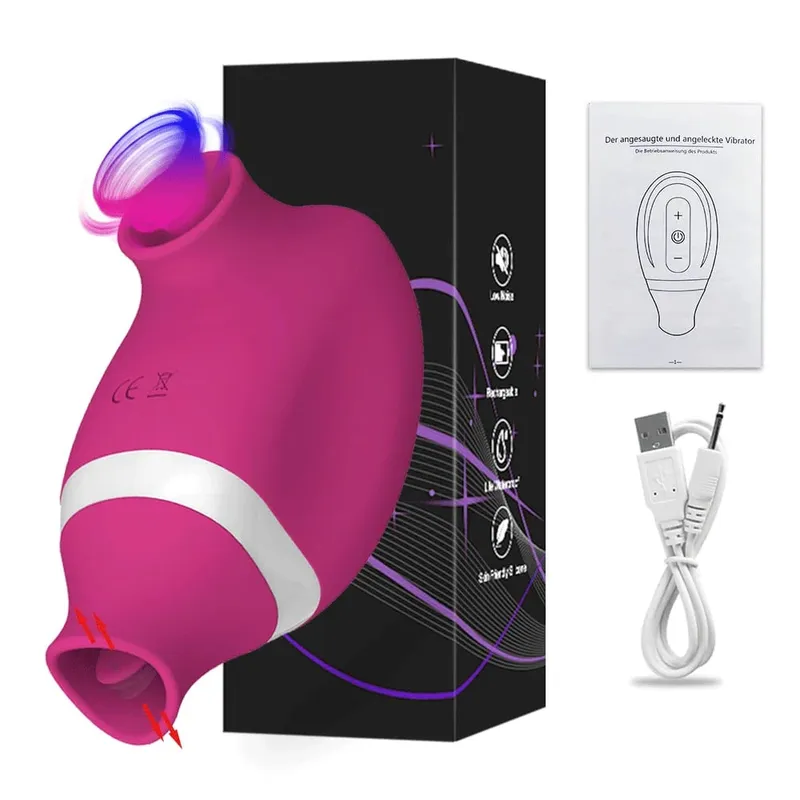2 in 1 Clit Sucker Vibrator for Women Sucking Licking Double Stimulation Nipples Massagers Tongue Sex Toy Female Adult