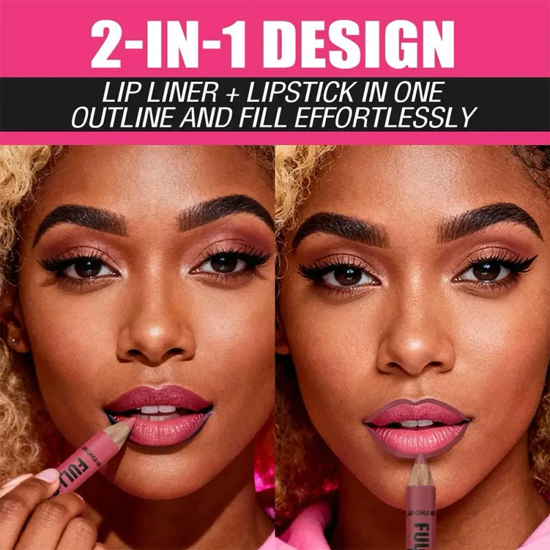 Matte Lip Liner Pencil Nude Brown Wooden Matte Lipstick Crayon for Women Smooth Long-lasting Waterproof Lip Contour Makeup