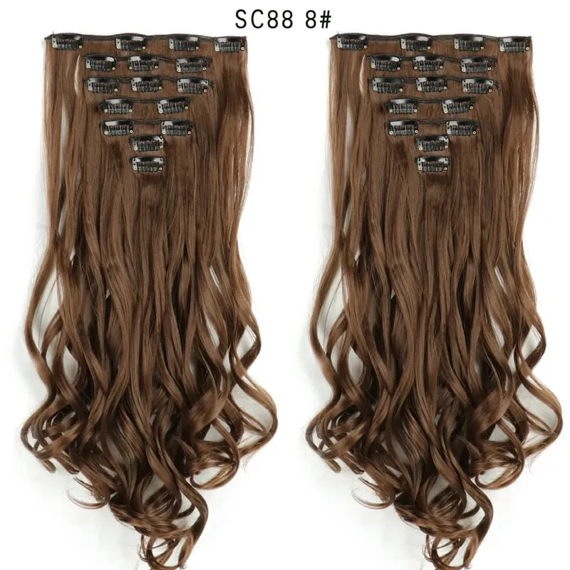 24Inch Synthetic Long Straight Hair Extensions 7pcs/Set 16 Clips in High Tempreture Fiber Synthetic Red Black Brown Hair Piece — image 100