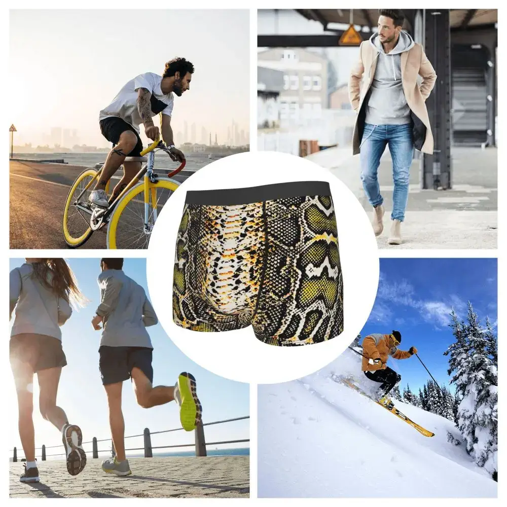 Custom Snake Skin Print Underwear Men Stretch Snakeskin Animal Texture Boxer Briefs Shorts Panties Soft Underpants For Homme
