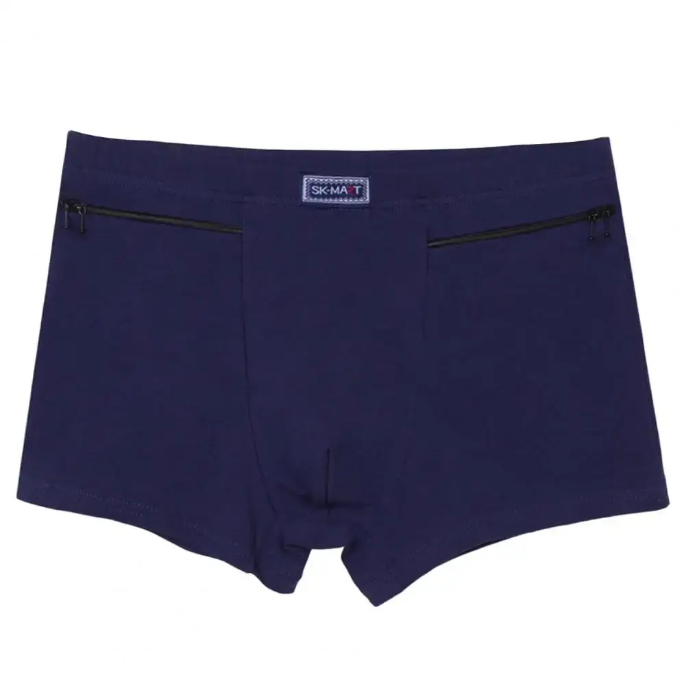 Boxer antivol avec poches pour hommes, culotte élastique sans couture, couleur unie, short en U, sous-vêtement à usage quotidien — image 1