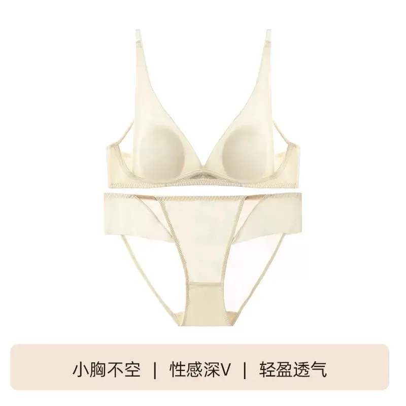 Französischer Triangel-BH mit Hasenohren, tiefem V, kabelloses Bralette für kleine Brüste, keine Lücke, sexy Dessous-Set, atmungsaktiv, Sommer, dünn — image 11
