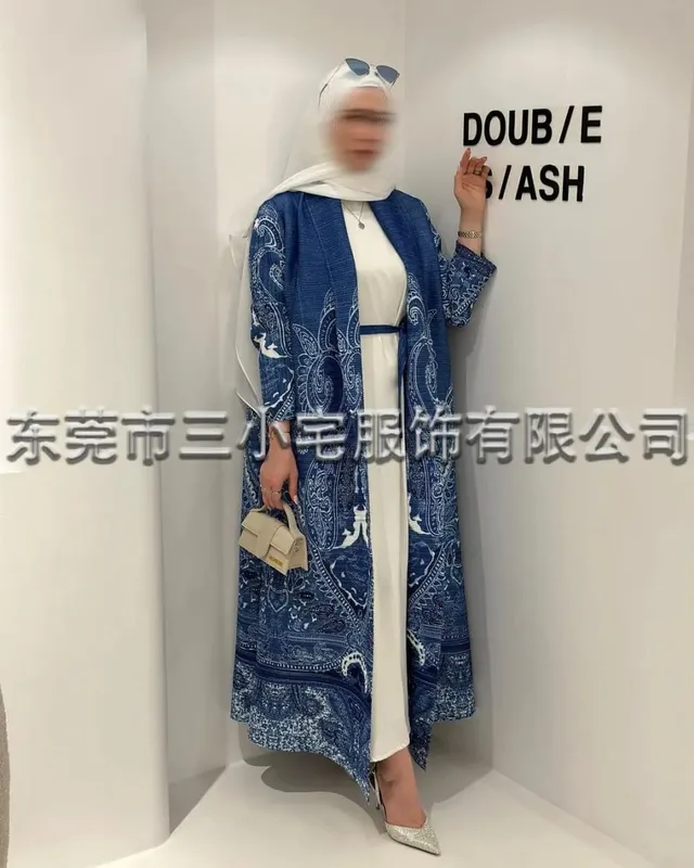 Women's Fold Miyake Pleated Abaya Long Sleeve Print Foldable Collar Robe Cardigan Coat New Winter Fashion Original Design 2026 — image 18