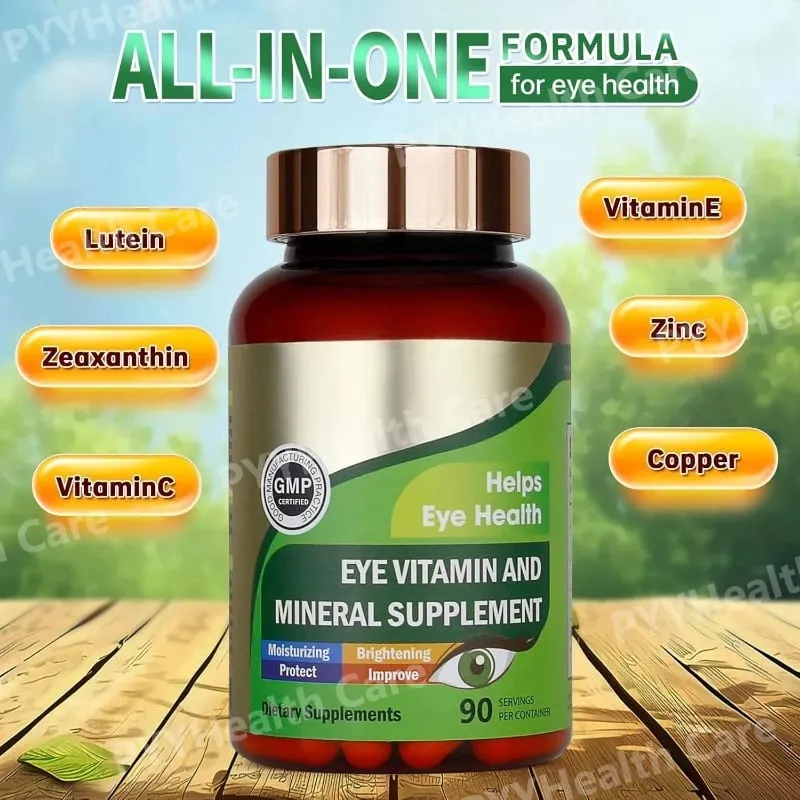 Lutein Eye Vitamins Capsules with Zeaxanthin Zinc Daily Eye Nutrition Supplement Eye Health Support for Adults 90 Count Bottle