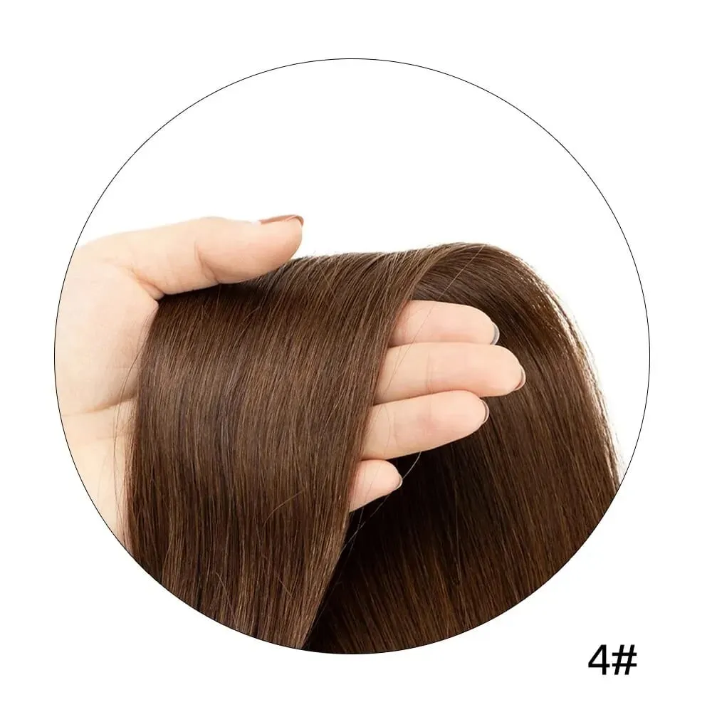 Invisible XO Hole Human Hair 12"-24" Flat PU Skin Weft Hair Extensions Natural Brown Micro Rings Hair Bundles 40-50g Isheeny — image 10
