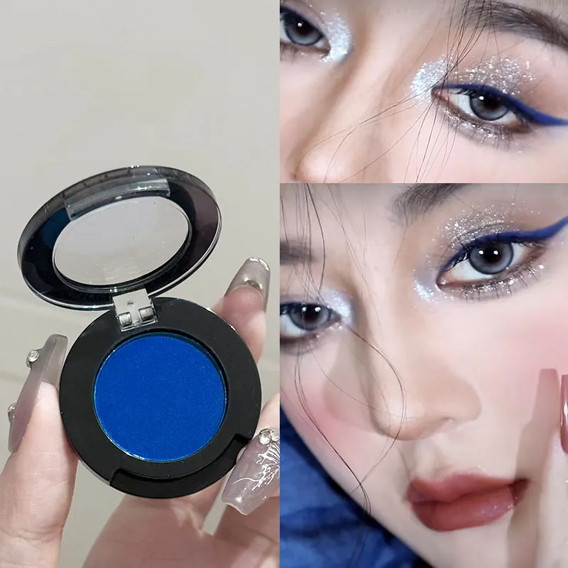 Single Klein Blue Smoked Blue Eye Shadow Palette Gothic Red Pigments Smoked Eye Makeup White Lying Silkworm Eyeshadow Eyeliner — image 6