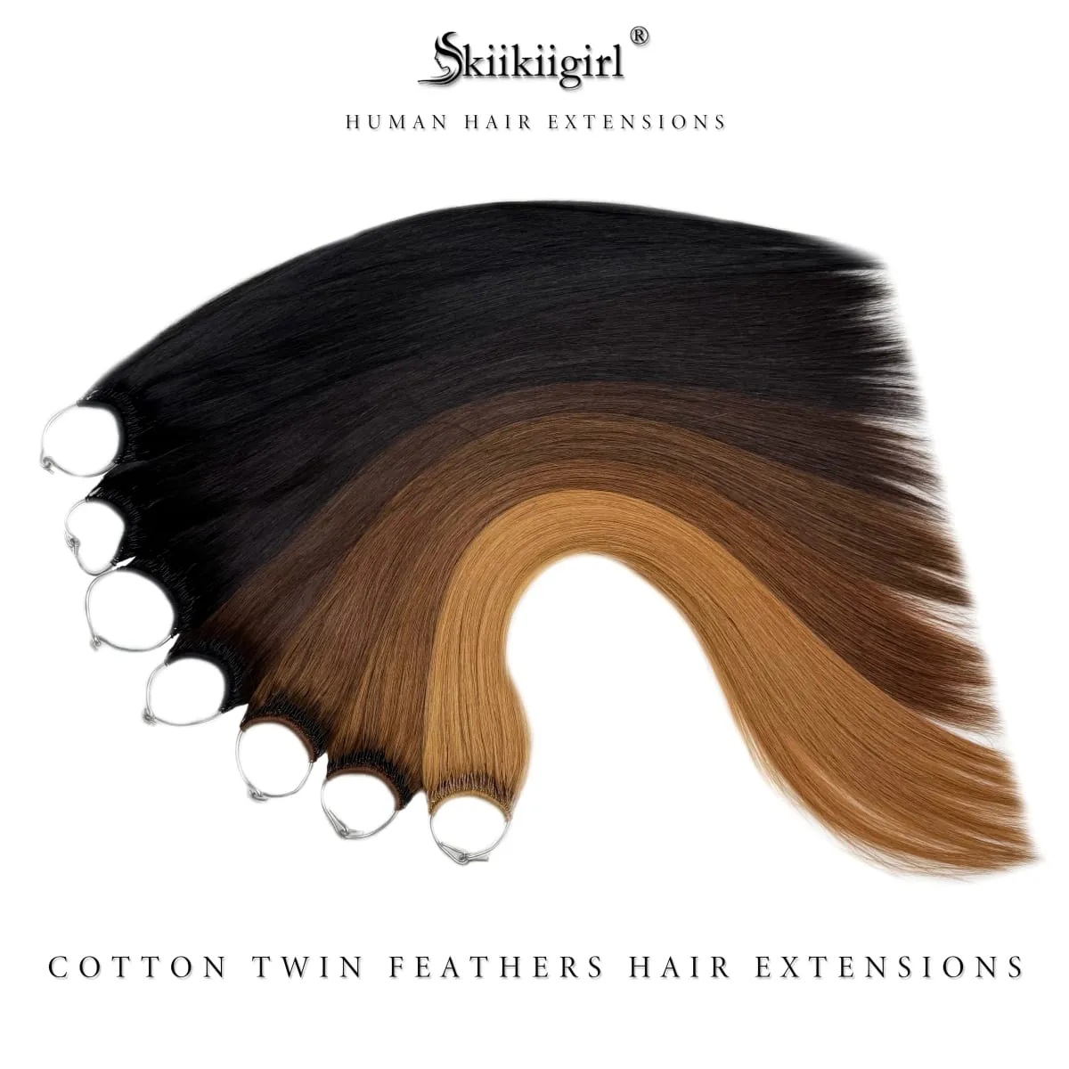kiikiigirl Korea Popular Cotton String Twins Feathers Hair Extensions Virgin Remy Hair Pre-bonded Hair Extensions — image 4