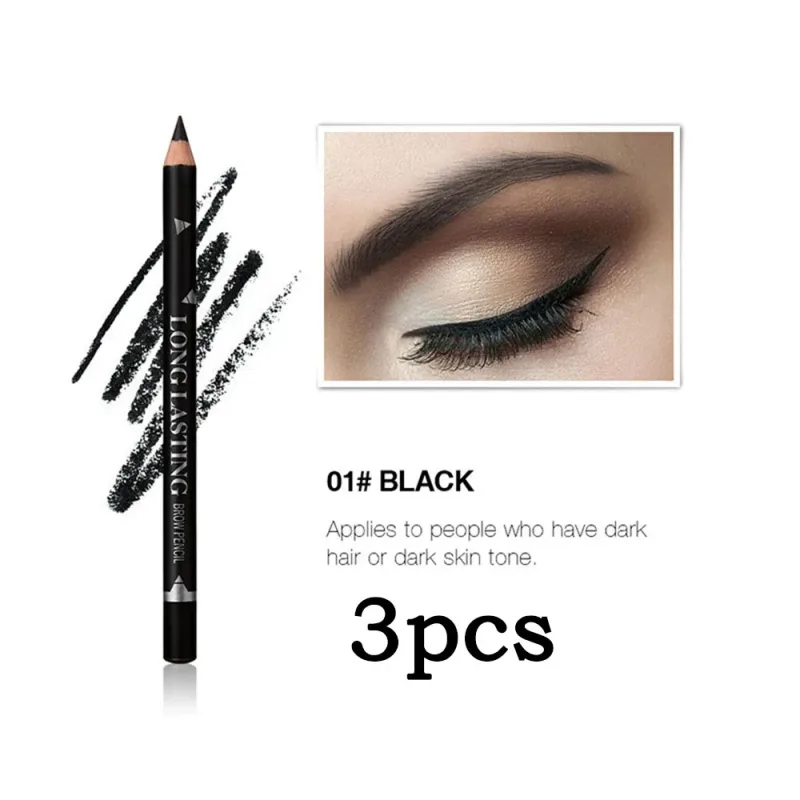 2pcs MENOW 3 Colors Long Lasting Waterproof Eyebrow Pencils Double Use Wooden Pole Eyeliner Permanent Makeup Tattoo Accessories — image 9