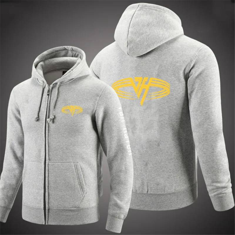 2024 Spring Autumn Van Halen Logo Printing Solid Color Classic Hooded Hoodies Men's Trendy Sports Casual Long Sleeve Loose Coat — image 10