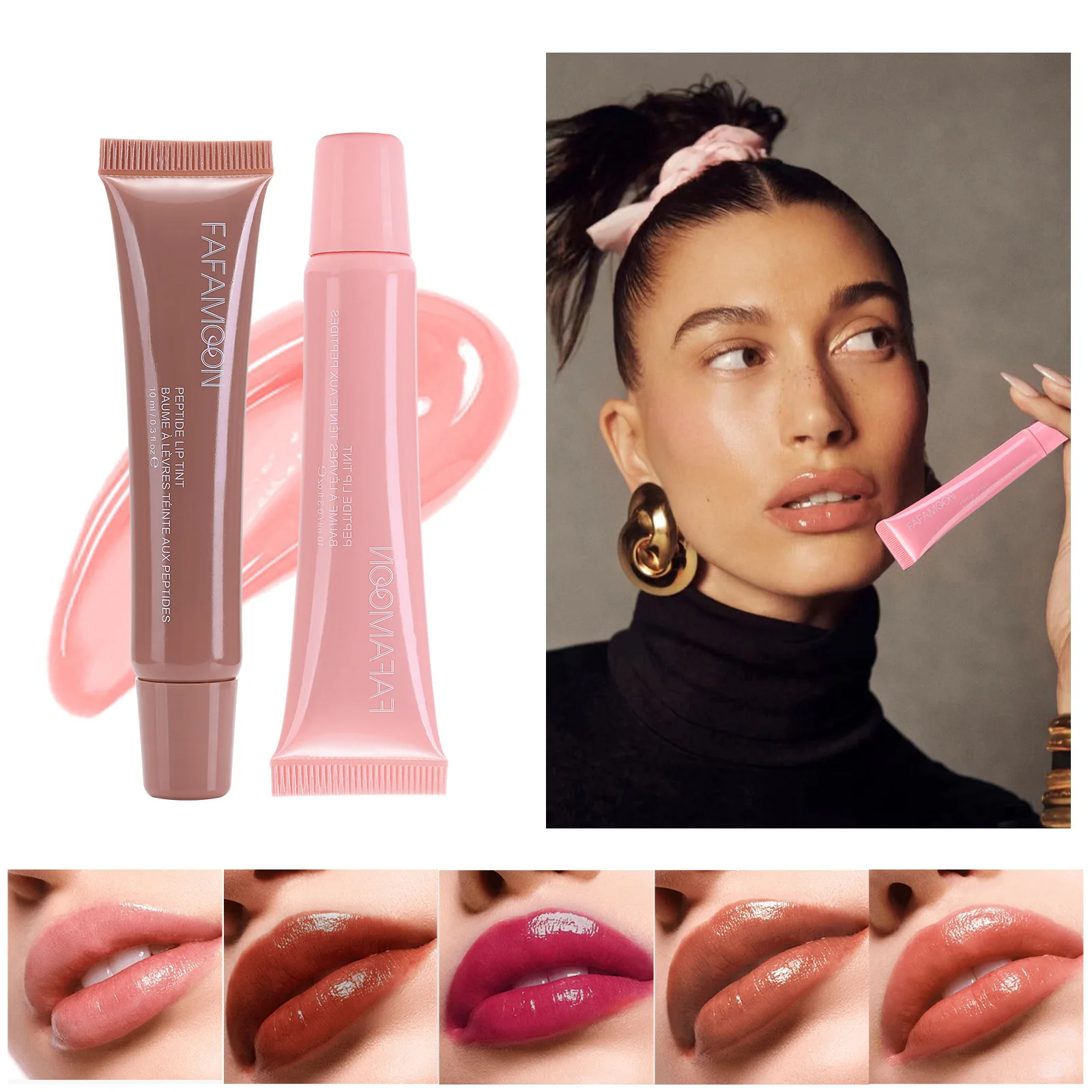 1pcs Soft Tube Mirror Lip Gloss Lip Oil Nude Brown Plumping Lip Gloss Moisturising Transparent Lipgloss Beauty Cosmetics Makeup — image 3