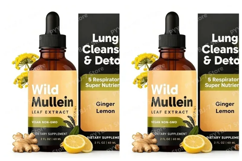 All Natural Mullein Drops with Ginger Lemon for Lung Cleanse and Detox Mullein Leaf Extract for Respiratory Lung Health — image 8