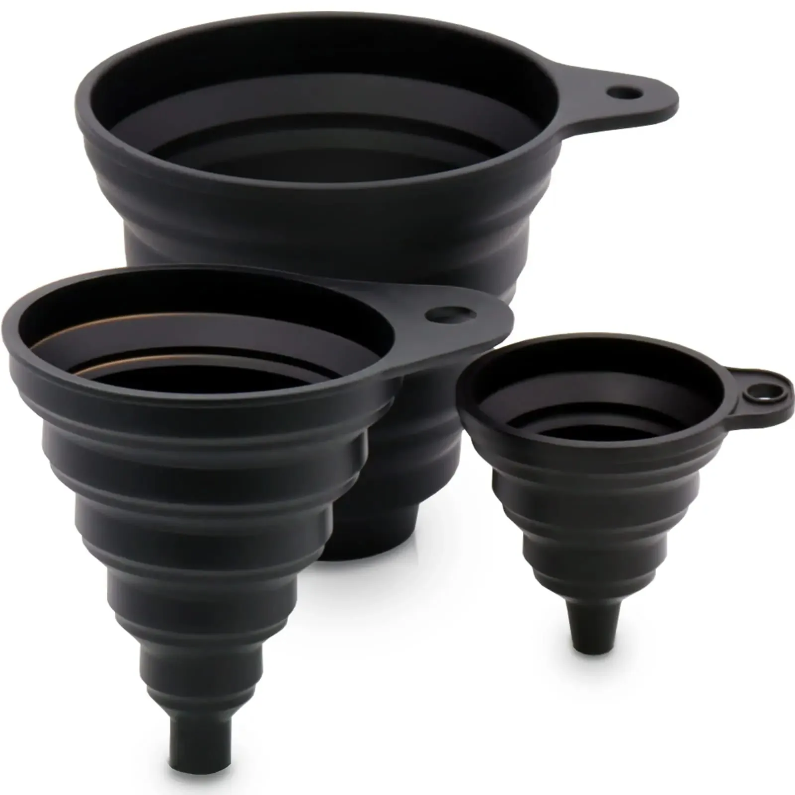 Phễu Silicon Dùng Cho Nhà Bếp Đổ Bột Chuyển Bột Lỏng (3 Chiếc) 1 Mini/1 Nhỏ/1 Bộ Phễu Miệng Rộng — image 8