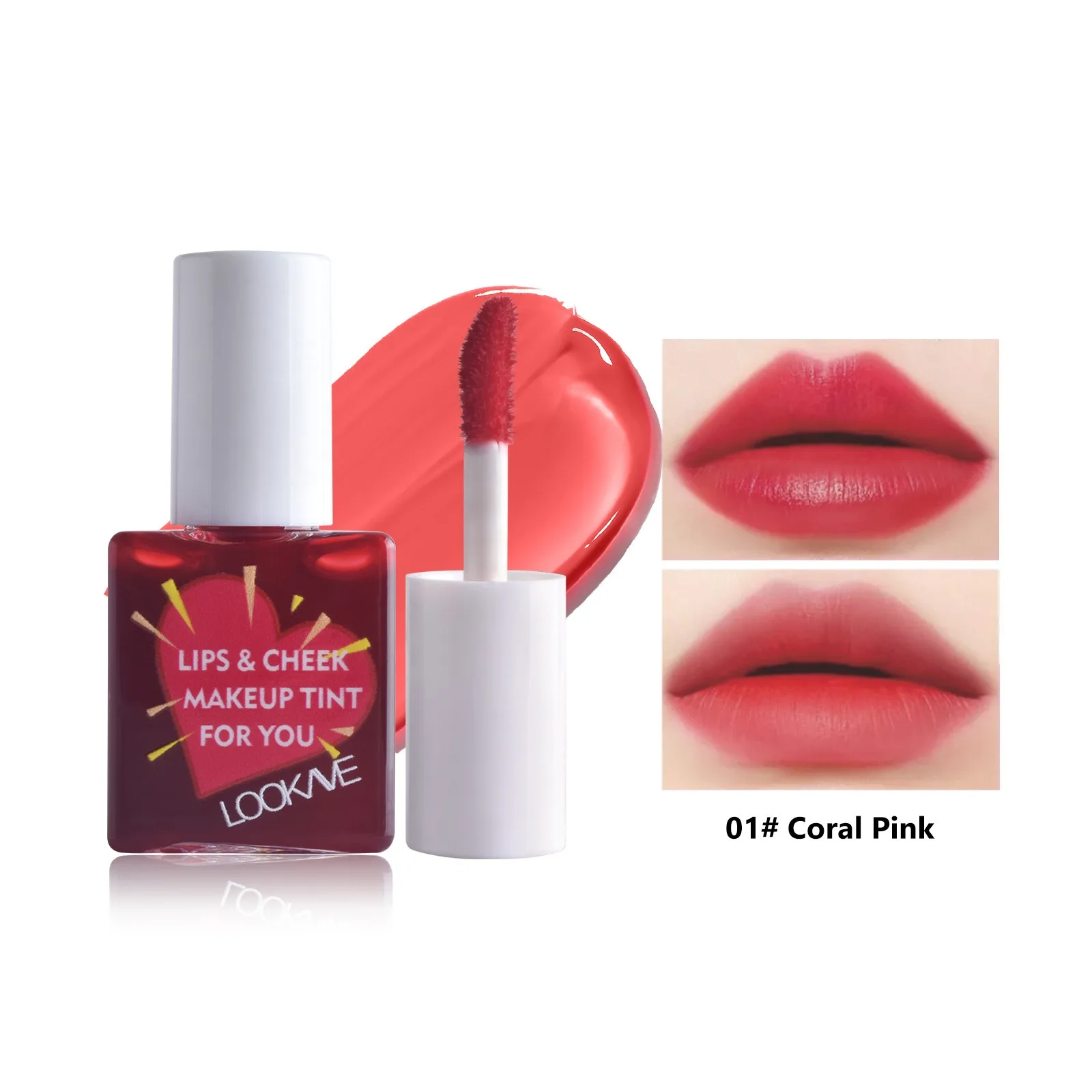 Lip Cheek Water Tint Matte Lip Stain Moisturizing Fruit Liquid Lipstick Blush 6Color Lip Gloss Long Lasting Waterproof Cosmetics