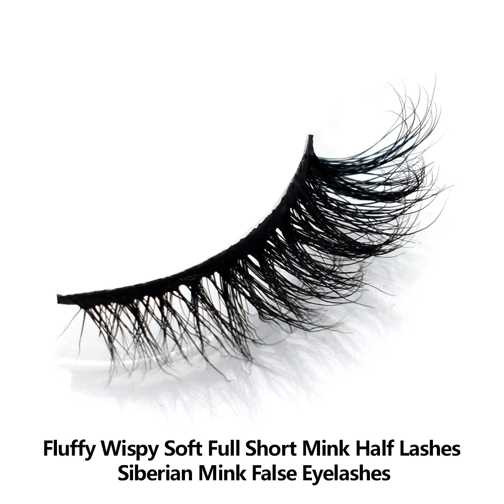 Demi-cils naturels 3D en vison, courts, duveteux, vaporeux, bande croisée, doux, Extension, maquillage — image 2