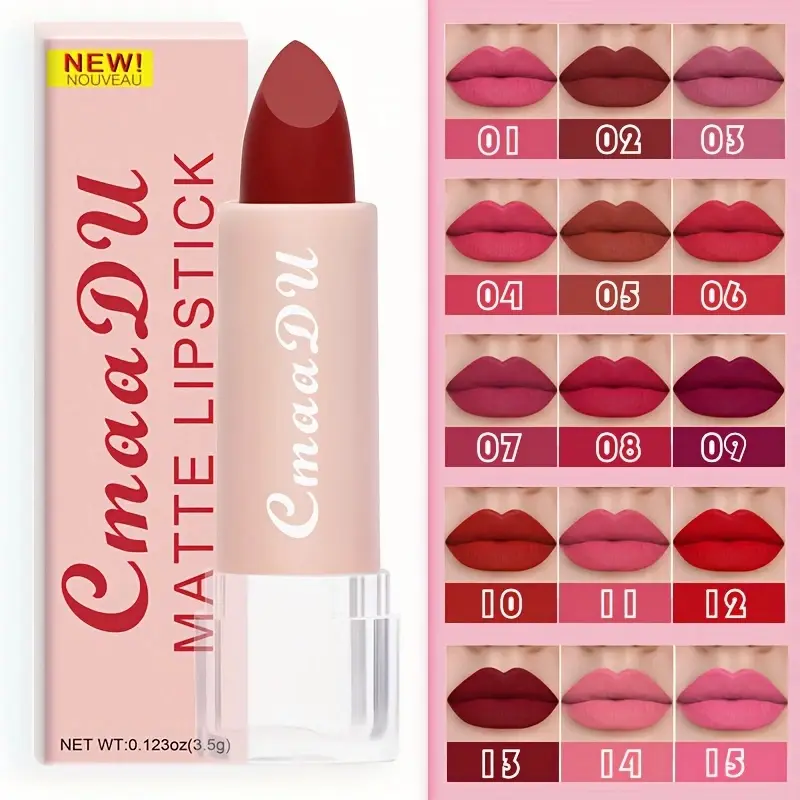 1 Pcs Velvet Matte Lipstick Long-Lasting Non-Stick Cup Waterproof Moisturizing Lip Gloss Fashion Classic Shades For Daily & Date — image 2