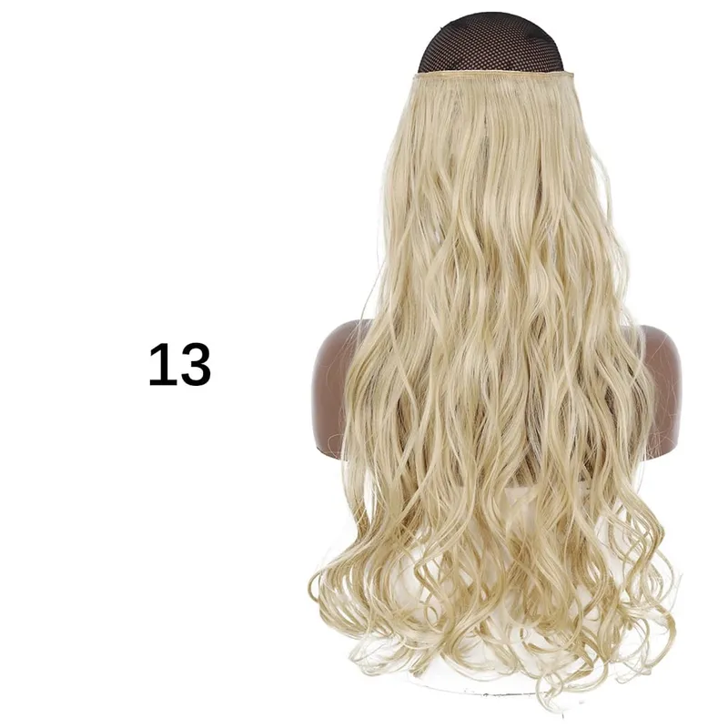 Synthetic No Clip Hair Extensions Natural 16 22 32" Long Wavy Invisible Wire One Piece False Hairpiece For Women