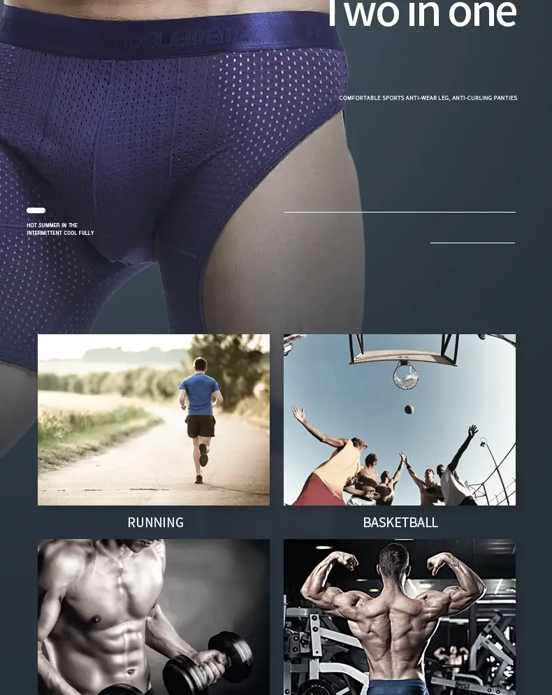 Sports Underwear Men's Fitness Ice Silk Thin Training Quick Drying Running Extended Anti-Wear Leg Non-Wearing Boxer Briefs — image 12