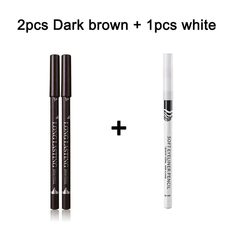 2pcs MENOW 3 Colors Long Lasting Waterproof Eyebrow Pencils Double Use Wooden Pole Eyeliner Permanent Makeup Tattoo Accessories — image 12