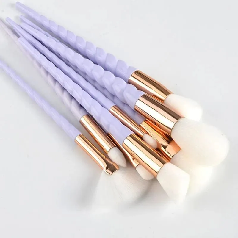 10pcs Unicorn Makeup Brushes With Colorful Bristles Handles Fantasy Makeup Brush Set Foundation Eyeshadow Unicorn Brush Kit — image 5