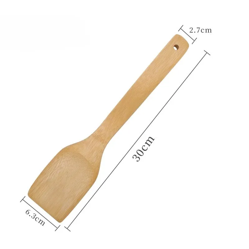 3pcs/set Bamboo Non Stick Frying Pan Spatula Rice Spoon Spatula High Temperature Resistant Cooking Tool Home Supplies