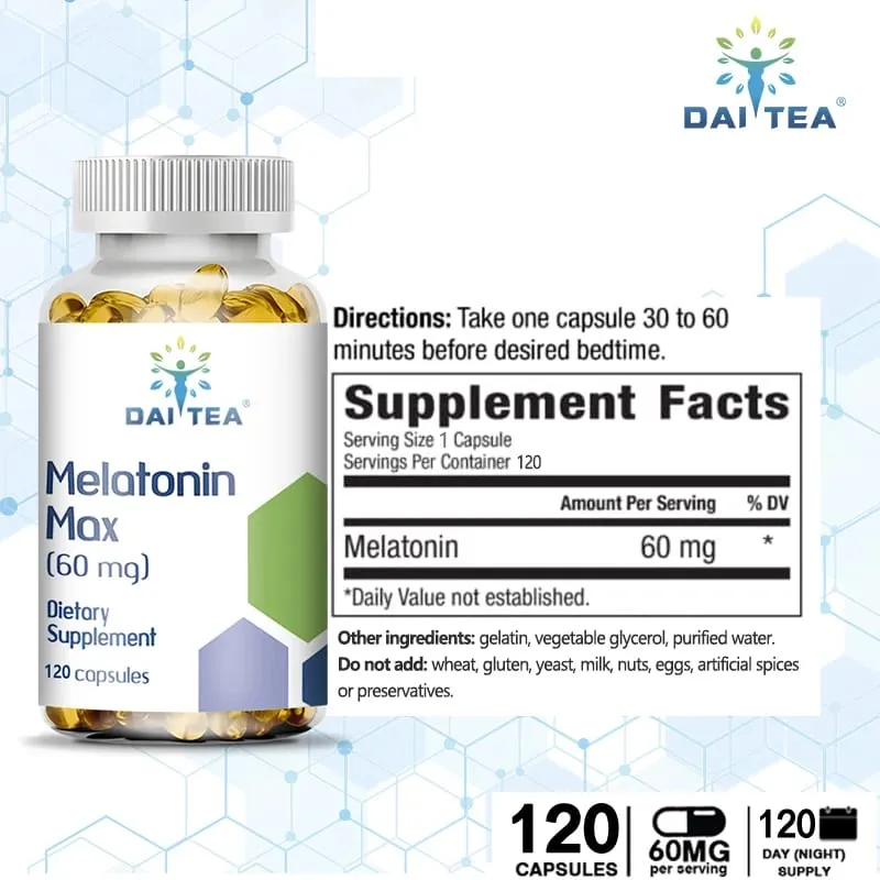 Melatonin Capsules Dietary Supplement - Relieve Insomnia Help Improve Sleep Quality Reduce Waking Time Help Deep Sleep — image 2