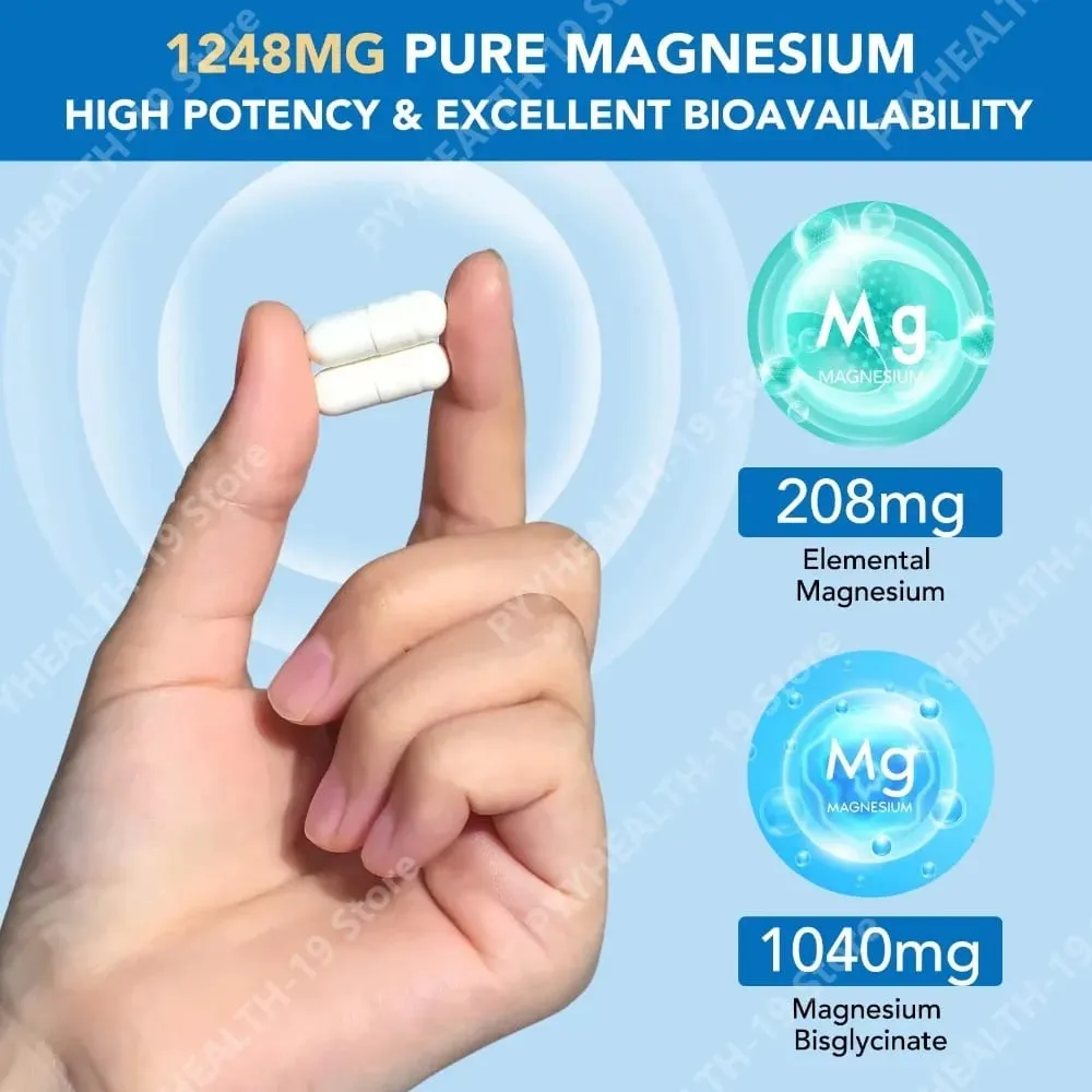 건강한 뼈 근육 및 신경 지원 성인을 위한 208mg 원소 비스글리시네이트 함유 마그네슘 글리시네이트 캡슐 120캡슐 — image 7