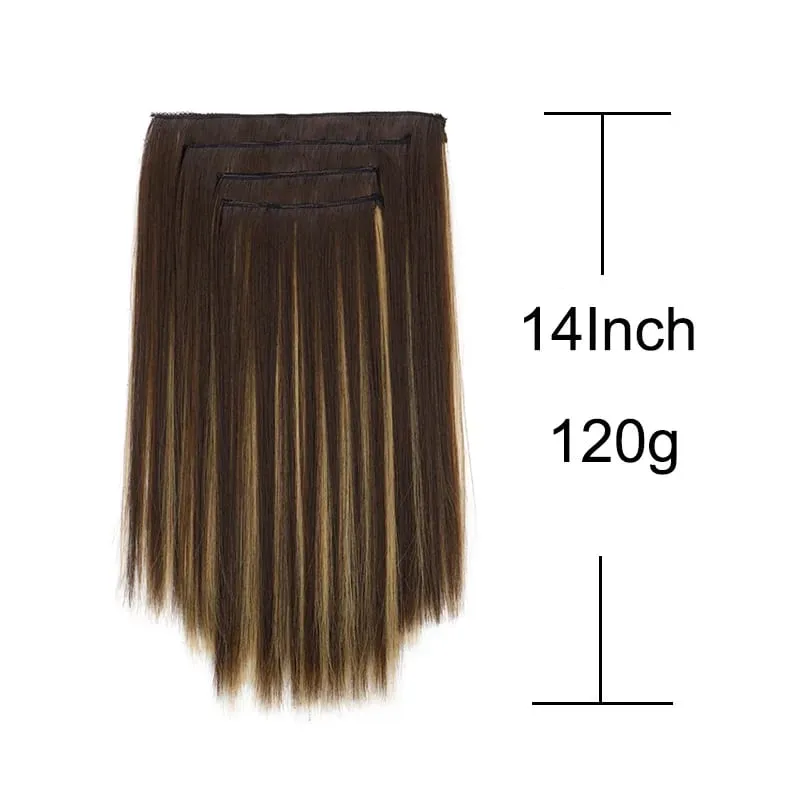 4pcs 14Inch Synthetic Clip-in Hair Extension Short Straight Soft Invisible Brown Blonde Hairpiece for Women — image 4