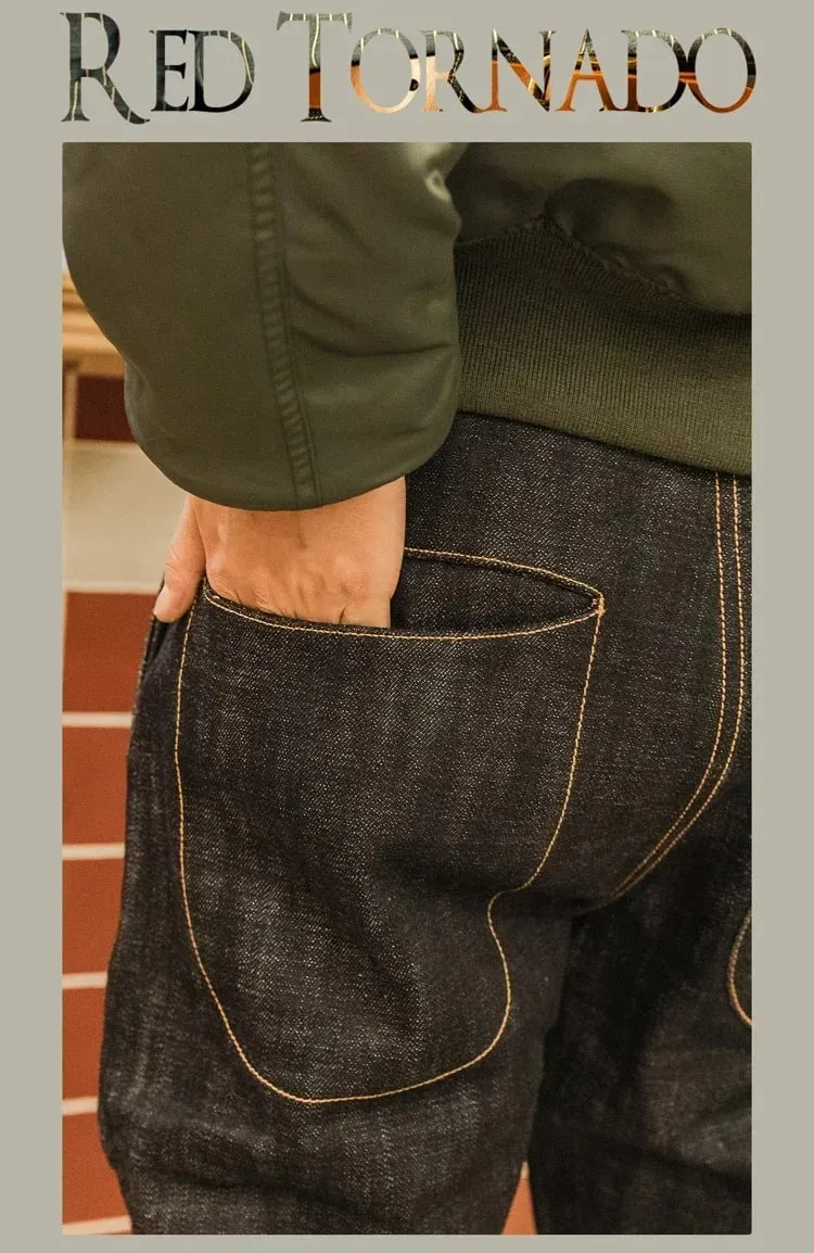 Red Tornado 18oz Selvedge Denim Jeans Loose Straight Fit Heavyweight Raw Denim Pants — image 9