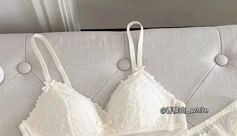 Japanese Style Bralette for Small Breasts Wireless Lace Bra Set Women Sexy French Breathable Comfort Push Up Underwear — image 16