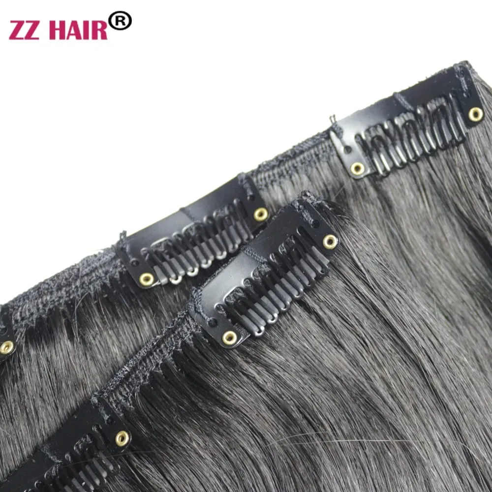 100% Human Remy Hair Extensions 16"-28" 2pcs Set 100g-200g 2x20cm Clips-in Two Pieces Natural Straight