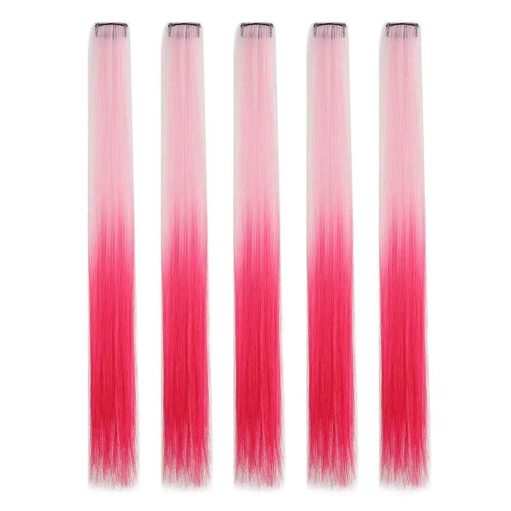 5PCS/set Clip in Hair Extensions Synthetic Hairpieces Colored Party Highlights for Girls 18 inches Multi-colors Straight Hair — image 10