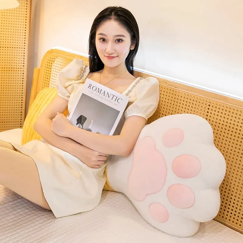 Cute Creative Cat Paw Chair Cushion Plush Toys Soft Stuffed Fluffly Office Lumbar Support Long Pillow Home Deco for Girls Gifts — image 7