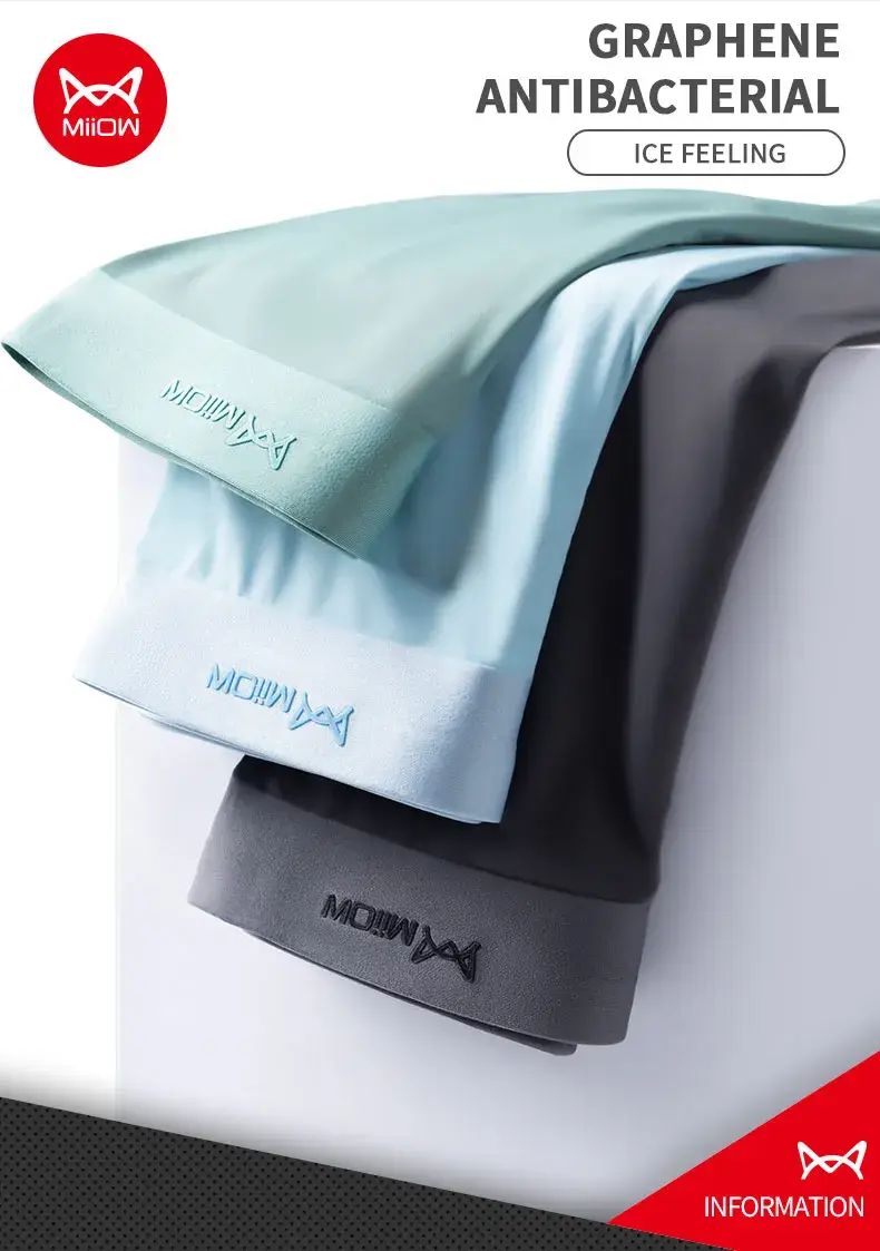 MiiOW Silk Sexy Men Underwear Boxers Men's Panties Graphene Antibacterial Crotch Boxer Man Underpants L-5XL Men's Boxer Briefs