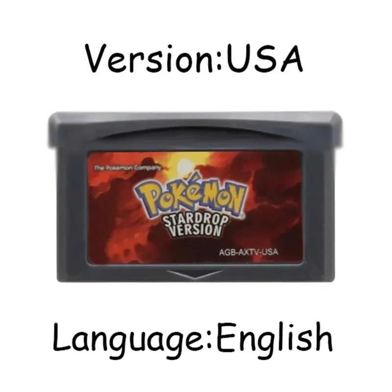 GBA Pokemon Game Cartridge 32-Bit Video Game Console Card AshGray Liquid Crystal Light Platinum Moemon Emerald Engelsk sprog
