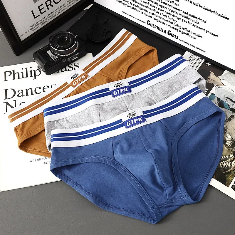 [Bloom the love] Jenama 3pcs Cotton Brief Men Underwear New Mens Briefs Cuecas Masculina Homme Man Boxershorts Saiz M-3XL E099-HR